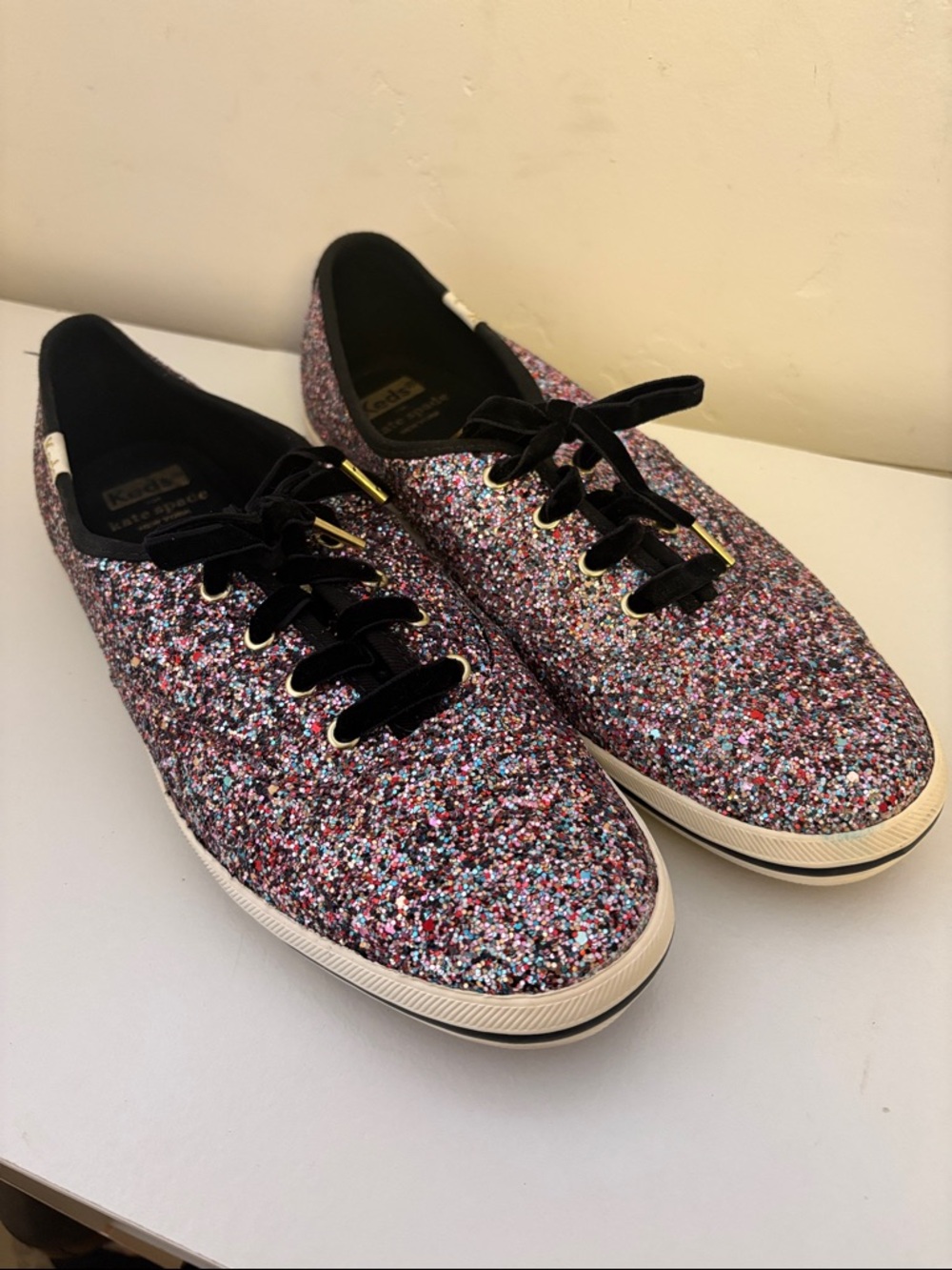 Keds for Kate Spade Multicolor Glitter Low-Top Sneakers with Black Trim